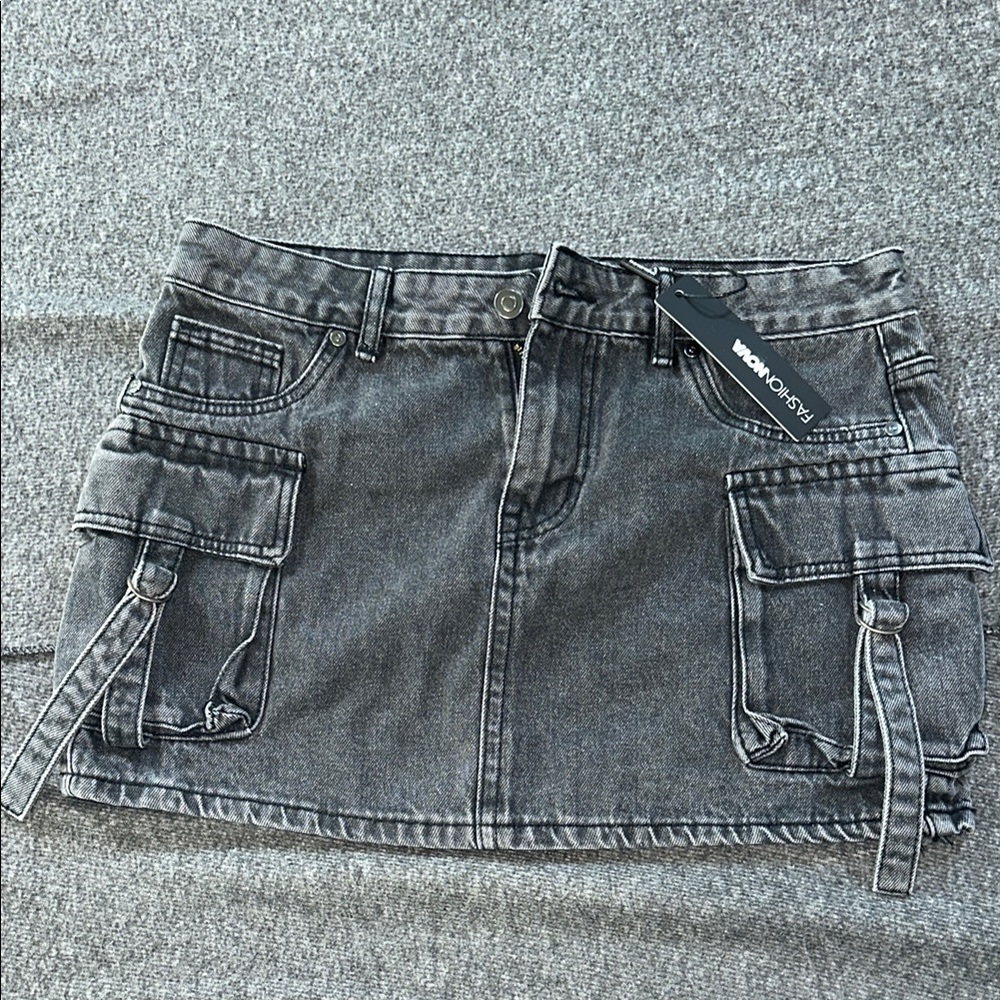 Fashion Nova Gray Cargo Mini Skirt Casual